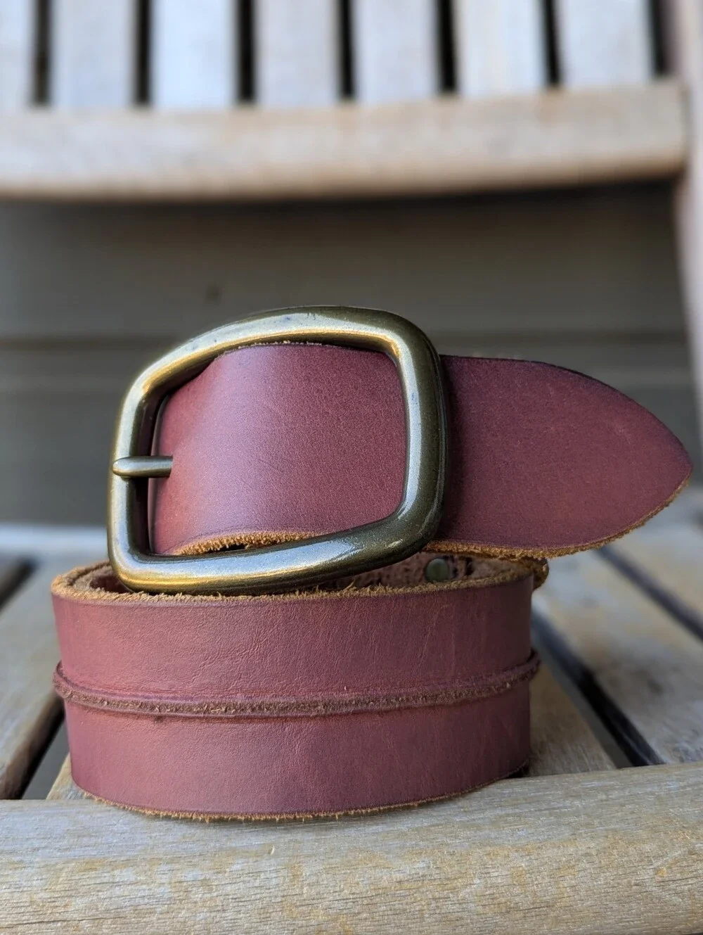 VTG Y2K Lucky Brand Earthy Red Brown Leather Belt with Brass-Tone Buckle Size 36